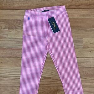Polo by Ralph Lauren Girls' Pink Gingham Stretch Leggings